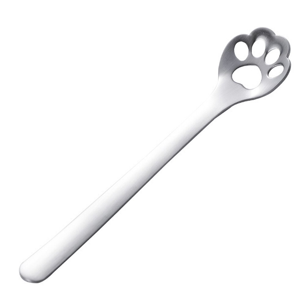 Rvs Gold Hond Kat Paw Claw Hollow Lepel Roeren Lepel Thee Koffie Dessert Lepels Leuke Keuken Gereedschap: SilverHollow