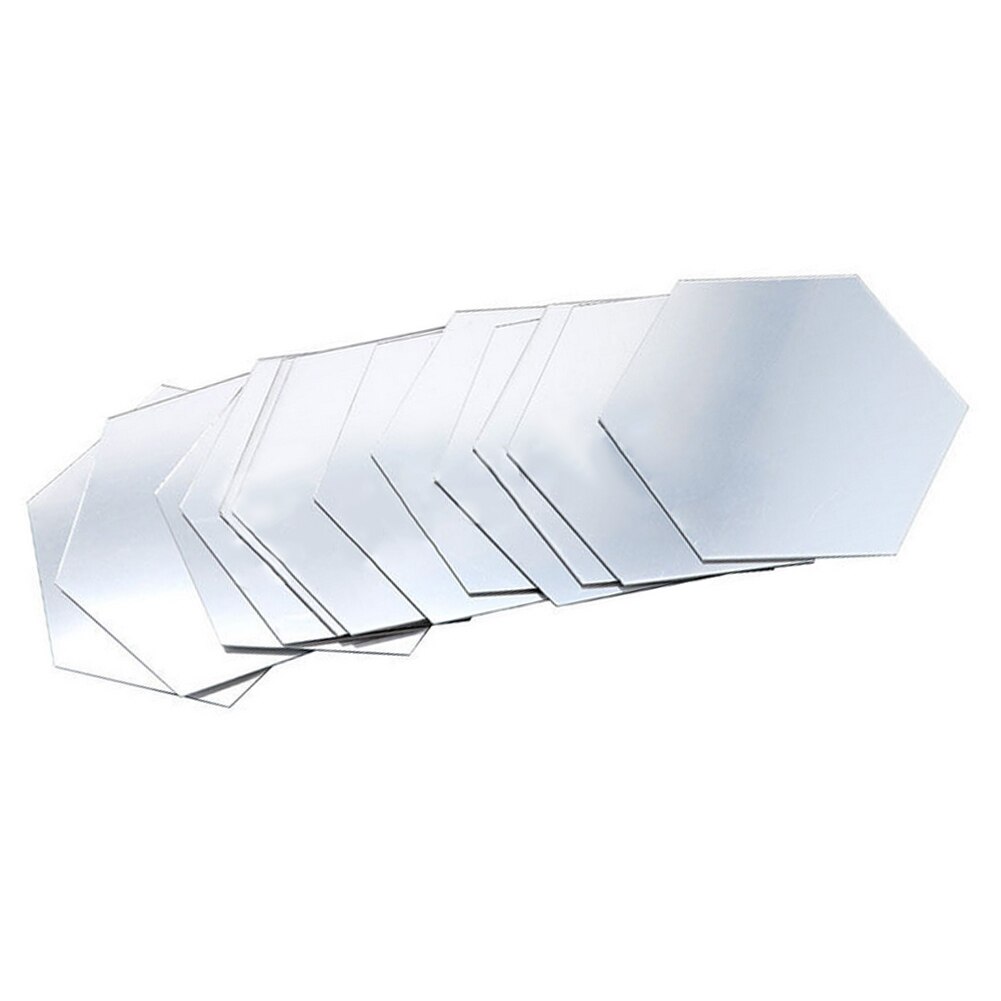 12 ks/sada 3d zrkadlové nálepky na stenu home decor šesťuholník akrylová zrkadlová nálepka vlastná nástenná maľba odnímateľná izbová nálepka umelecká ozdoba pre domácnosť: Striebro / 80 x 70 x 40mm s
