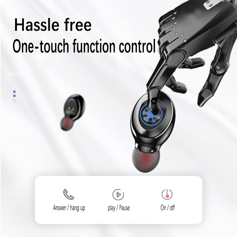 True Wireless Earbuds In-ear Bluetooth 5.0 Earphones Noise Canceling Handsfree Sports Headphones IPX5 Waterproof with Microphone
