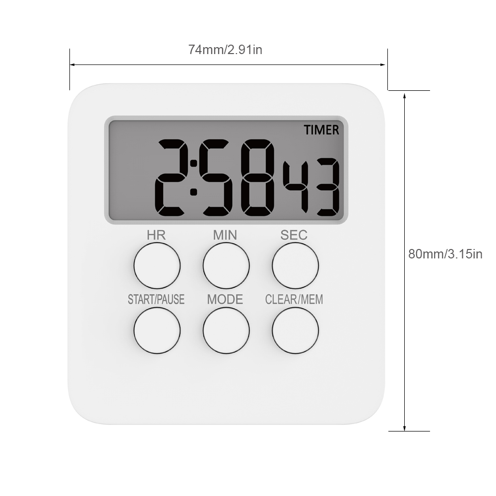 Digital Timer Clock Magnetic Cooking Countdown Alarm 24 Hours with LCD Screen Mute Mode for Studying Sports Classroom Library