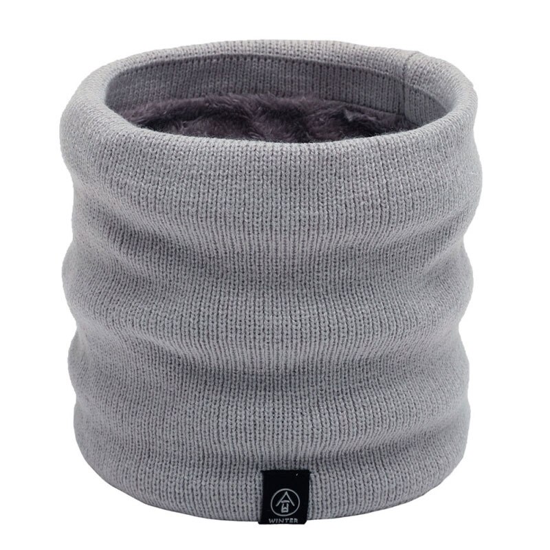 Vinter dubbellager stickad halsvärmare vindtät enfärgad supermjuk wild loop halsduk unisex vinter män kvinnor plysch halsduk krage: Ljusgrå