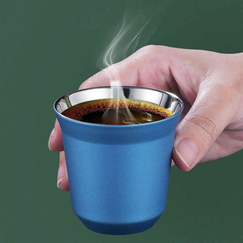 86ml Double Stainless Steel Espresso Cup Insulation Coffee Cup Capsule Shape Cute Cup Coffee Cup British Coffee Cups