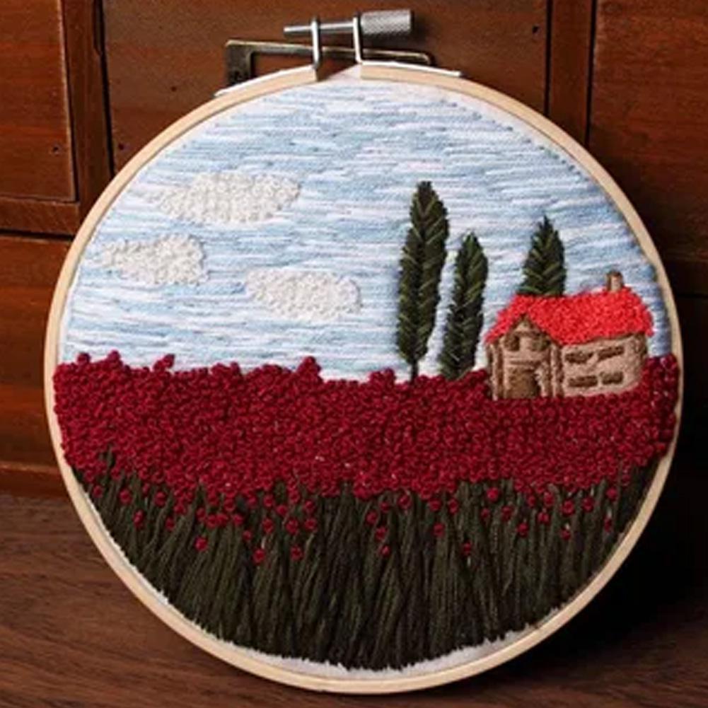DIY Embroidery Kit with Pattern Embroidery Cloth Color Threads Tools Kit No Embroidery Hoop: 1