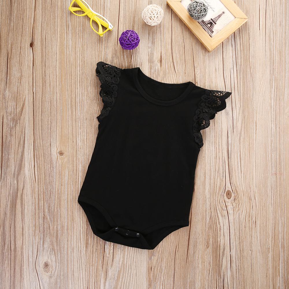 Cotton Newborn Baby Girls Romper Toddler Lace Shoulder Sleeveless Jumper Romper Jumpsuit Baby Summer Clothes