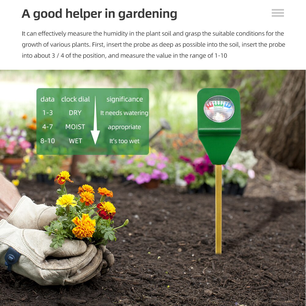 Mini Bodemvocht Tester Vochtigheid Meter Metalen Sonde Tuin Plant Bloem Bodem Vochtigheid Droog Nat Detector Vocht Analyzer