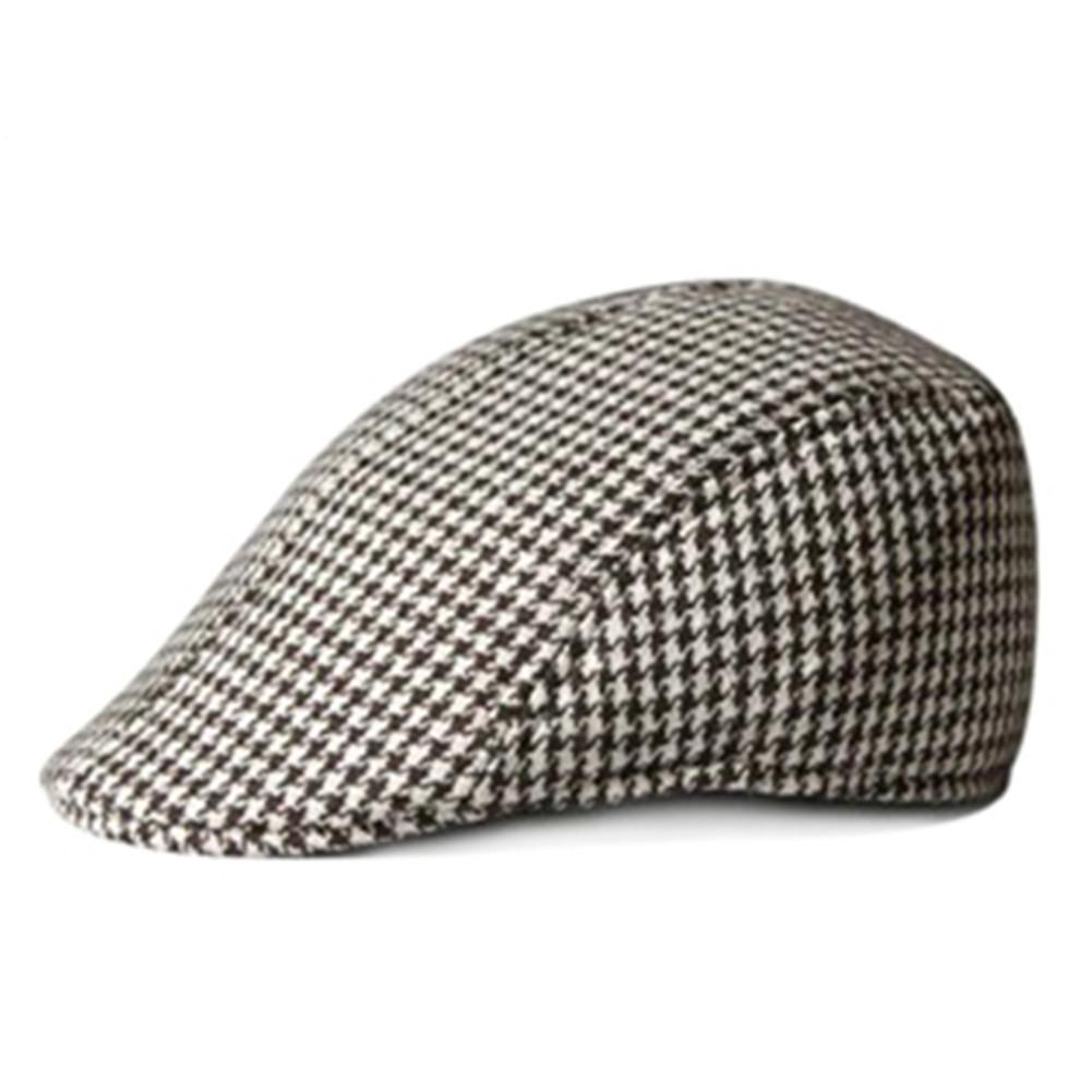 Enkelt houndstooth mønster utendørs varm holde golf beret flat cap casual peaked cap golf hatt for menn og kvinner