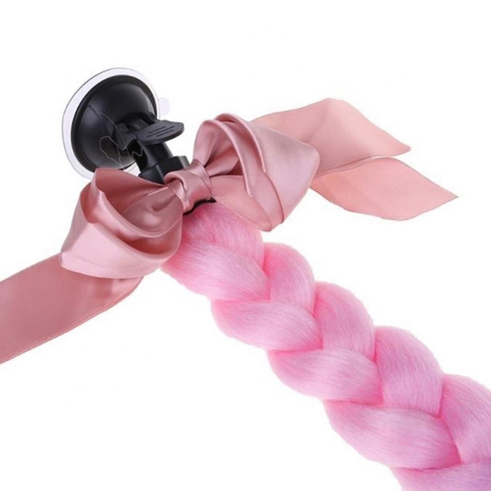 Motorcycle Bicycle Pigtail Full Face Helmet Twist Gradient Braids Ponytail Decor