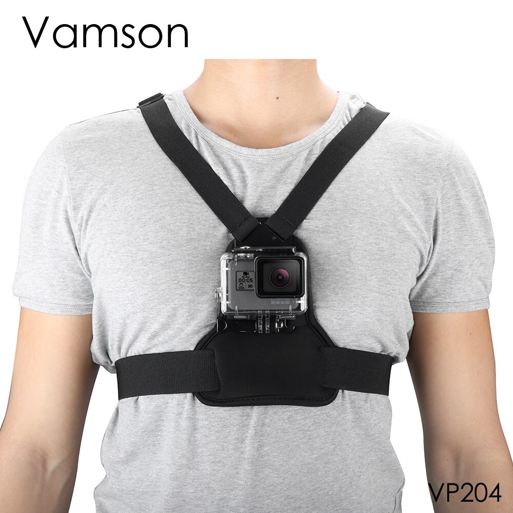 Vamson Voor Go Pro Accessoires Elastische Body Harness Strap Borstband Mount Voor Gopro Hero 10 9 8 7 6 5 Voor Yi Voor Sjcam Camera