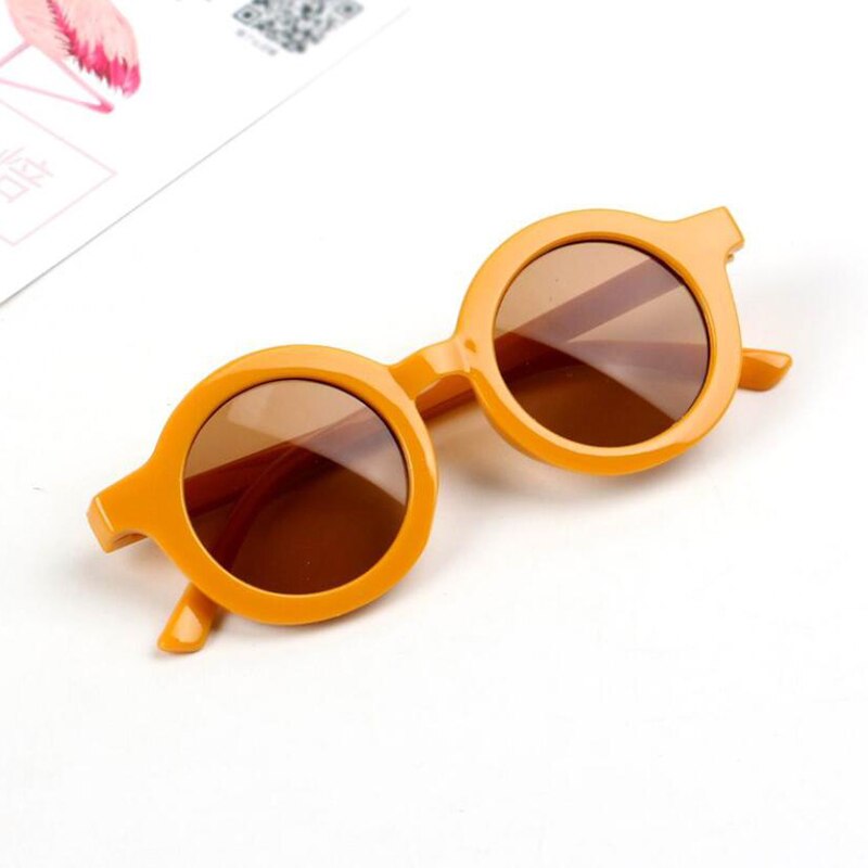 Gafas de sol con forma redonda para niños y niñas, anteojos de sol infantiles bonitos con de dibujos animados, gafas de sol redondas de estilo urbano, gafas de bebé: YELLOW