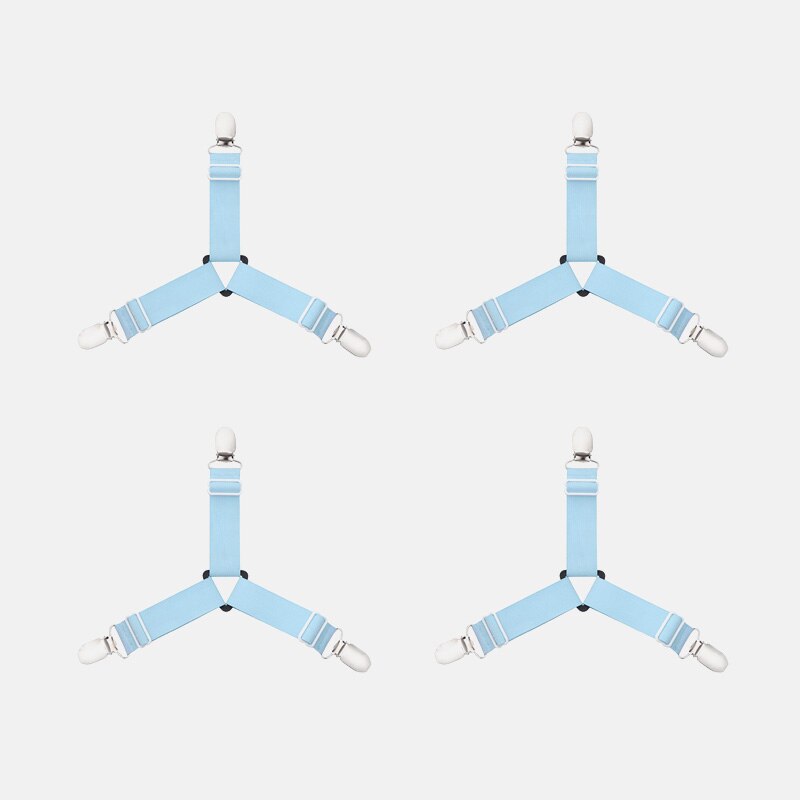 Adjustable Elastic Bed Sheet Clips Grippers Set Linen Fasteners Way Sides Suspenders Sheet Holders Mattress Strapsit Bedding: 4pcs-Blue