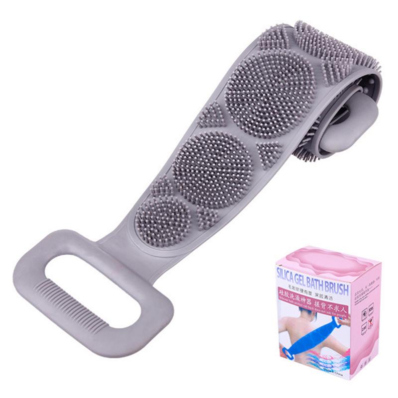 Toalla de fregado de silicona larga, cepillo para masajes de baño, Spa para frotar el barro, herramienta de exfoliación corporal, 8 estilos a elegir: gray
