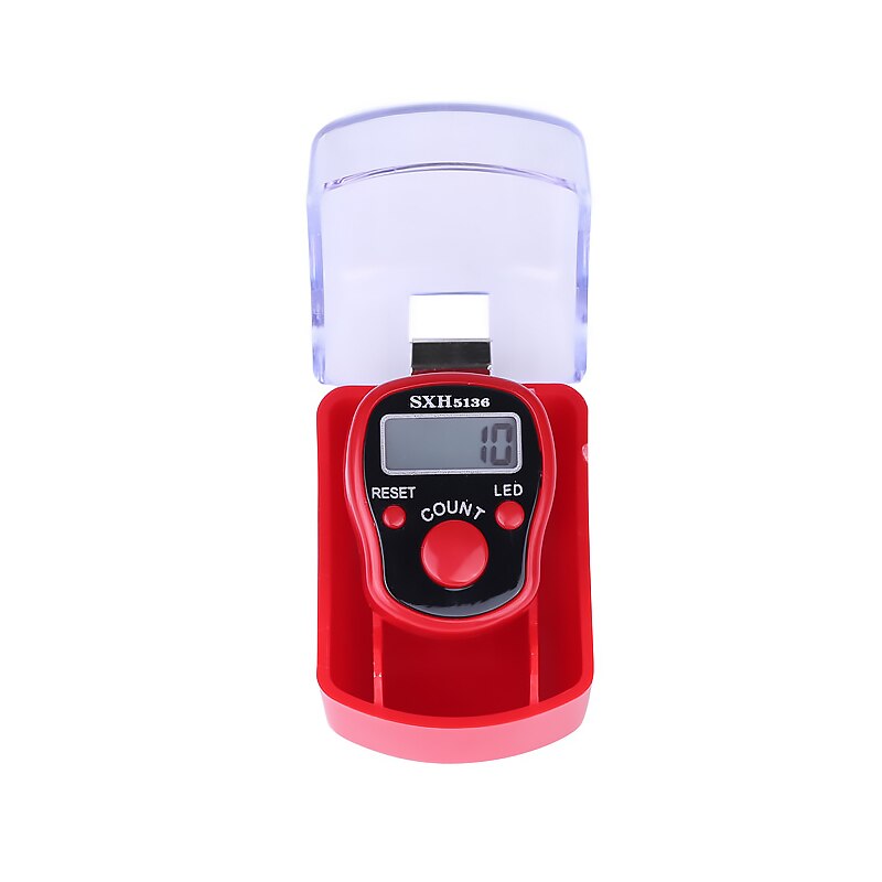 Mini Stitch Marker Row Finger Counter LCD Electric Digital Display with LED Light LED Finger Counter: Red