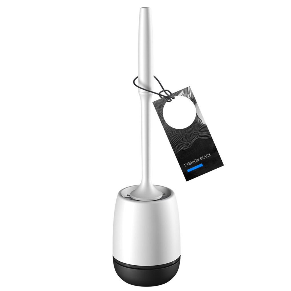 Escobilla de inodoro de silicona de montaje en pared, mango largo de plástico negro, accesorios de Wc para baño, Herramientas de limpieza de secado rápido, 1 Uds.: Floor Type-black