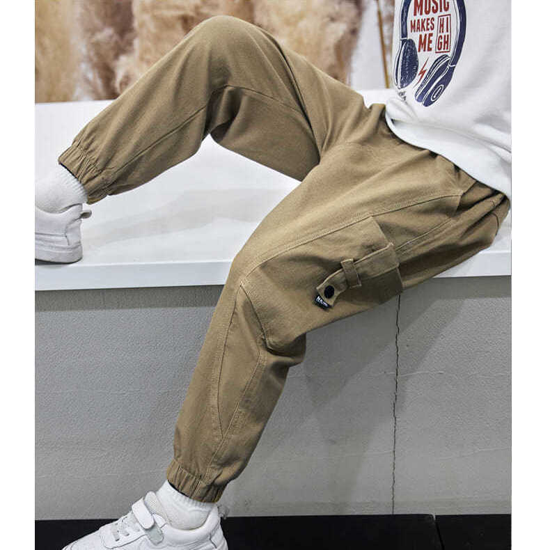 Pantalones Cargo con múltiples bolsillos para niño, pantalón informal, para la escuela, para correr, trabajo al aire libre