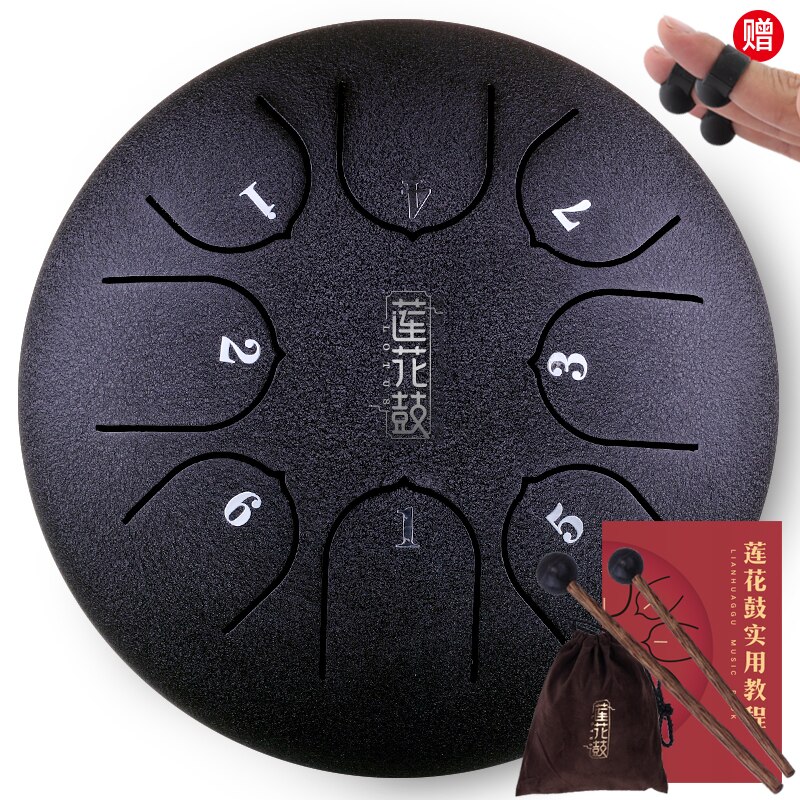 Tongue Drum 6 Inch Steel Tongue Drum 8 Tune Hand Pan Drum Tank Hang Drum With Drumsticks Carrying Bag Percussion Instruments #ED: Carbon