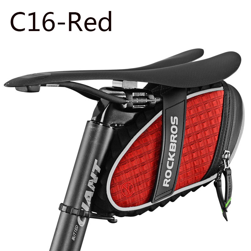 ROCKBROS – sacoches de selle de vélo imperméables et réfléchissantes, 4 couleurs, accessoires de cyclisme pour siège extérieur: C16-Red
