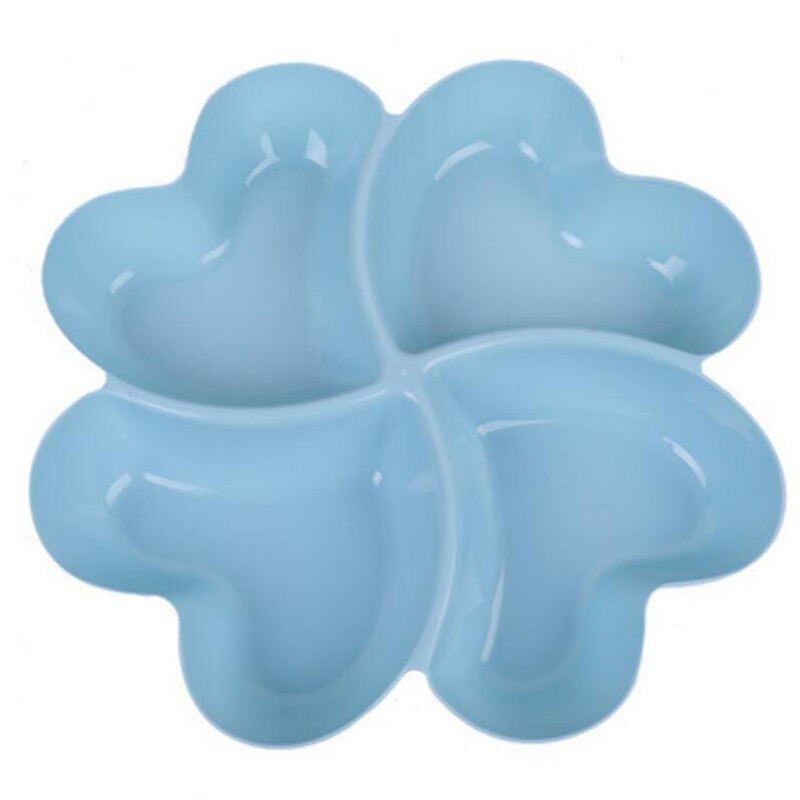 Plato de frutas en forma de corazón Platos creativos Caja de almacenamiento Platos de aperitivos de frutos secos Recipiente de plato de postre de caramelo dividido: Large love blue