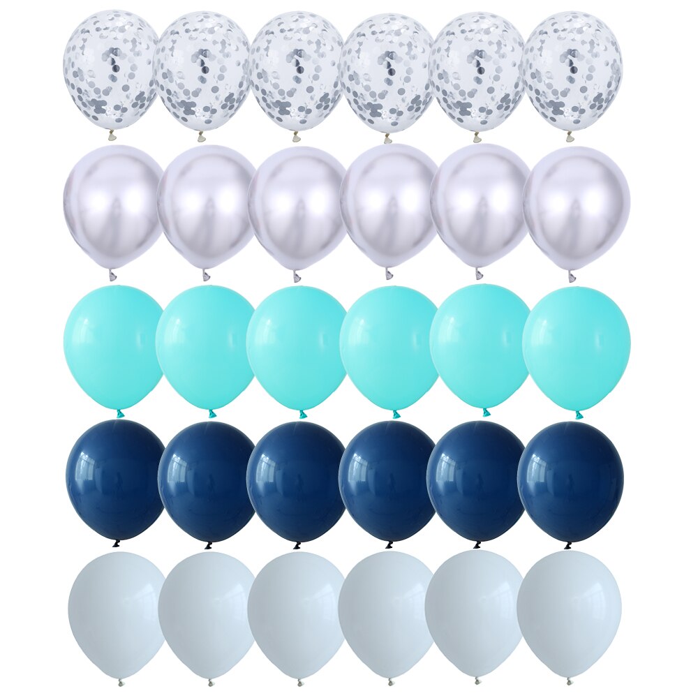 30pcs Tiffany Blue Balloons Set Chrome Metallic Latex Balloon with Confetti Balloons Wedding Birthday Party Decor Baby Shower