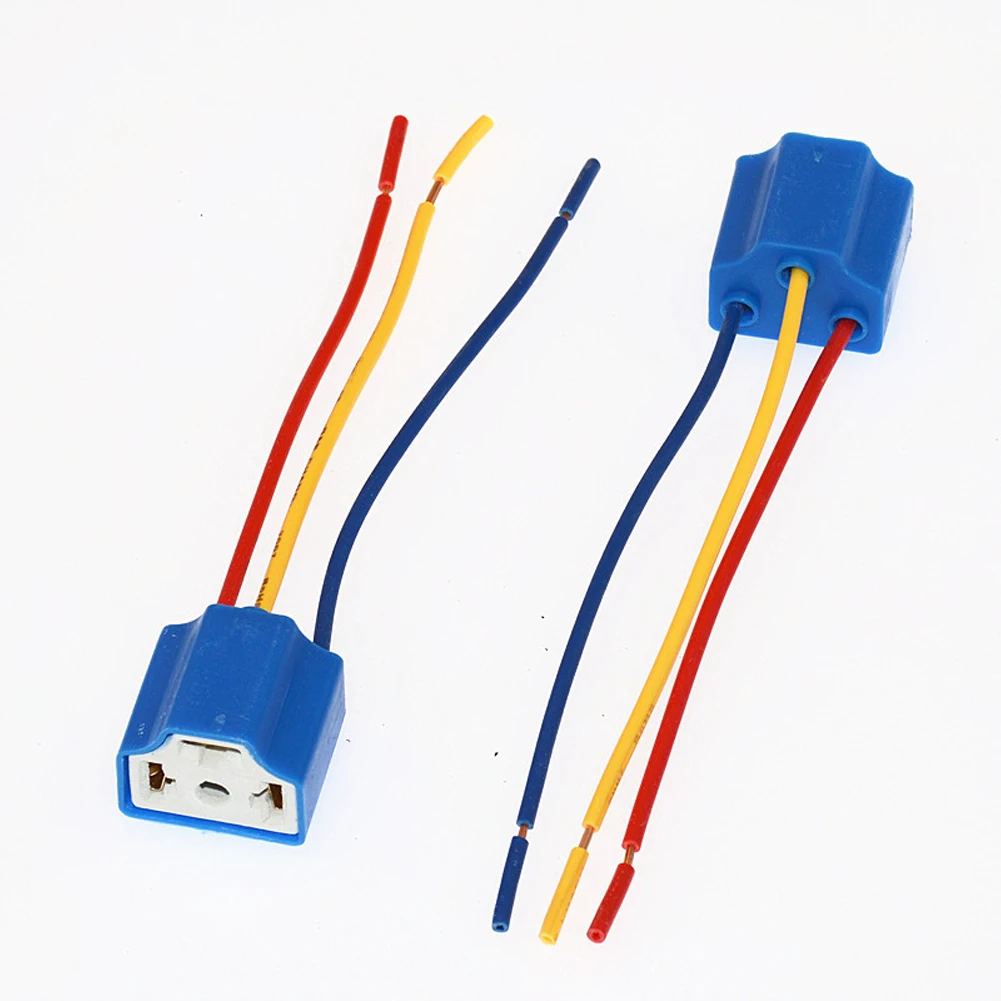 Adaptador de enchufe de Base de bombilla H4 para coche, portalámparas de cerámica Universal H4, arnés de cableado, Base de bombilla de faro, enchufe de haz de luz, 2 uds.