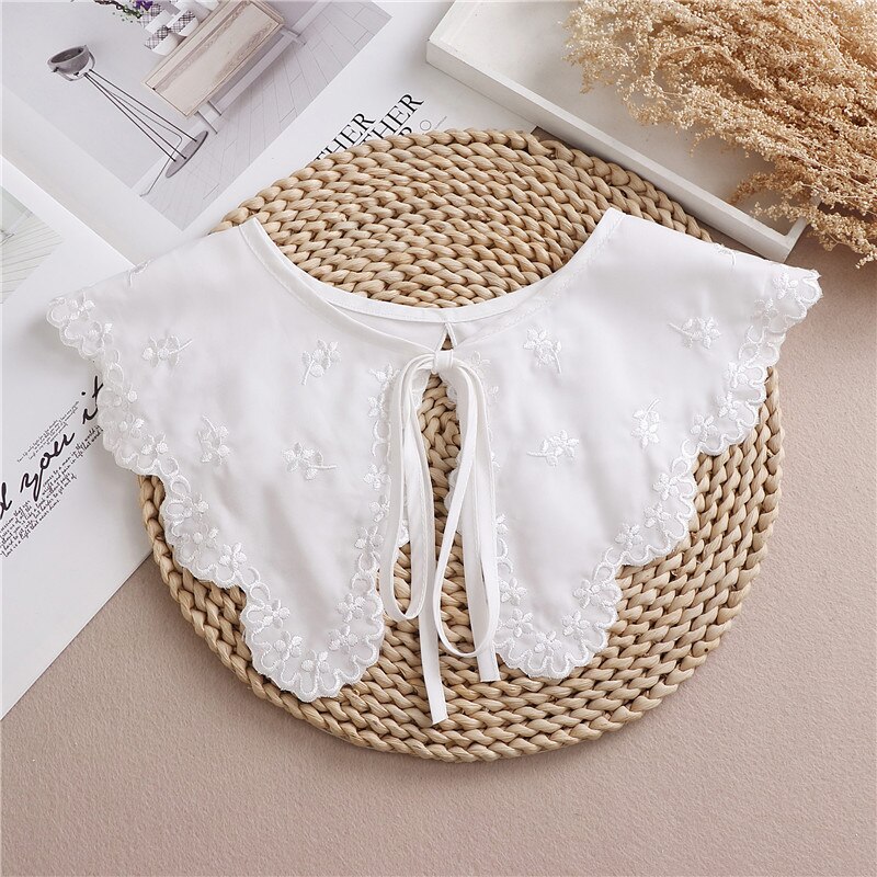 Sitonjwly Witte Sjaal Pop Nep Kraag Vrouwelijke Overhemd Valse Kraag Dames Afneembare Half Shirt Revers Blouse Shawl Wrap Decoratie: white
