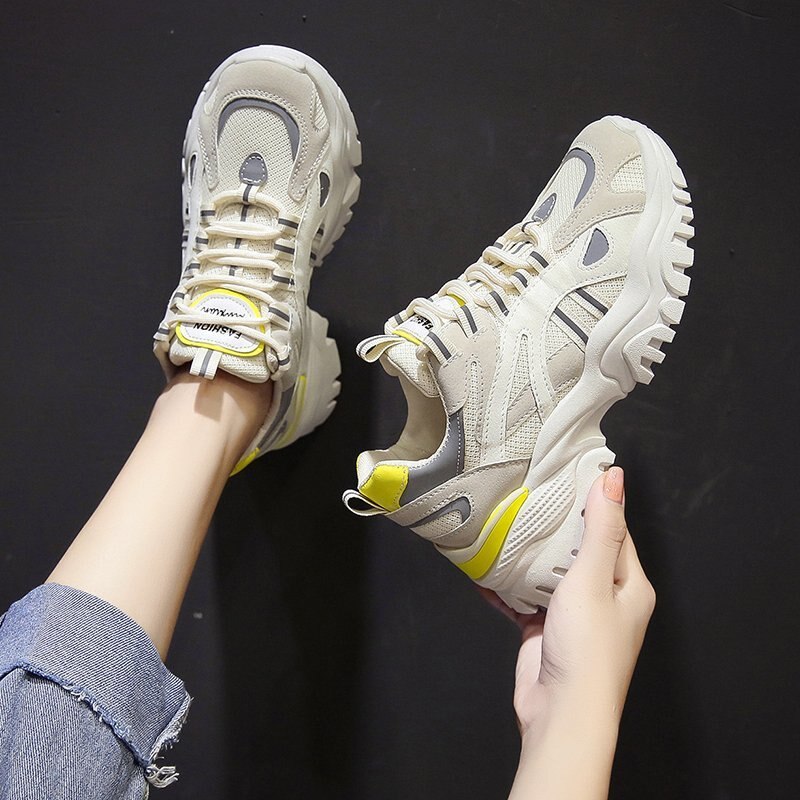 Colorful Shoes Women Autumn Walking Breathable Shoes Thick Bottom Muffin Sports Speed Shoes Across Trainers