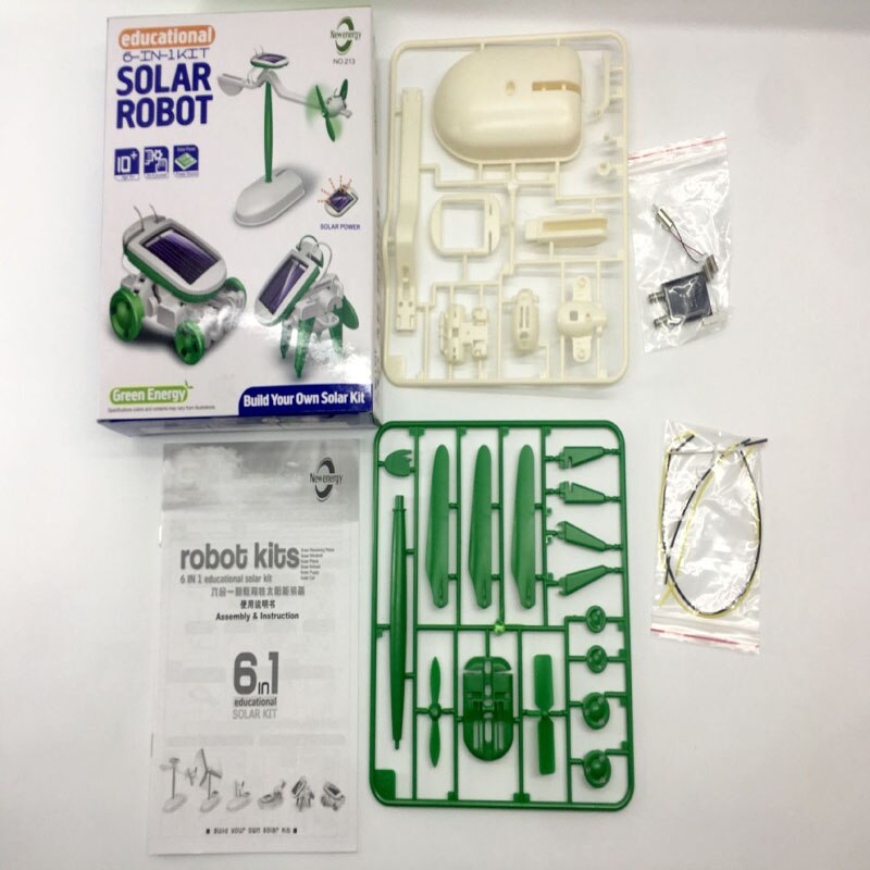 Stamme legetøjsuddannelse 6 in 1 magt solrobot diy kit til børn læring teknologi videnskab eksperiment nyhed & gag legetøj: Default Title