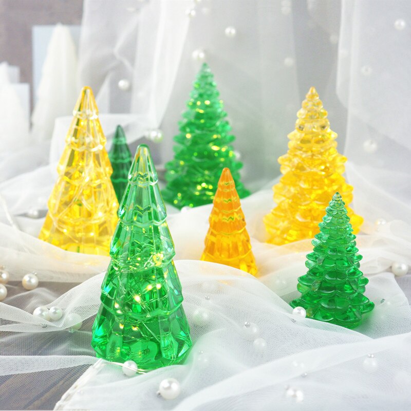 Kerstboom Handgemaakte Mold Diy Crystal Epoxyhars Mallen Nachtlampje Tafel Decoratie Creatieve Christma Thema Ornamenten