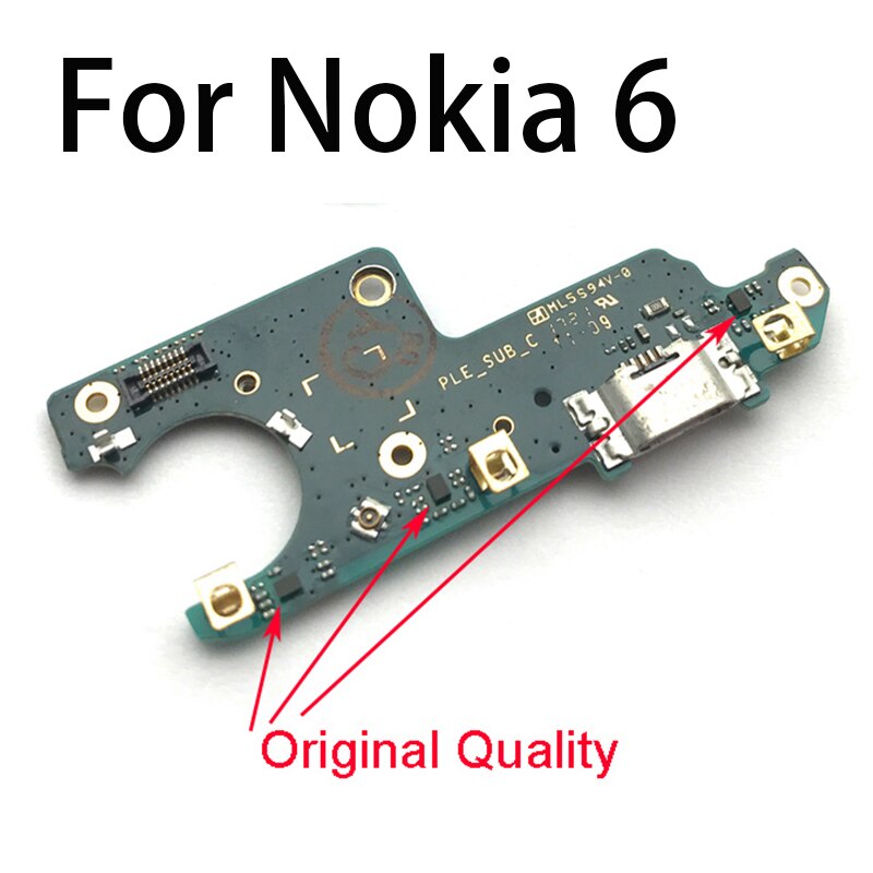 Alkuperäinen usb lataus latausportti telakointiliitin mikrofonilevy flex kaapeli nokia 6 7 plus 5.1 6.1 7.1 8.1 plus  x5 x6 x7 usb board: Nokia 6 alkuperäinen
