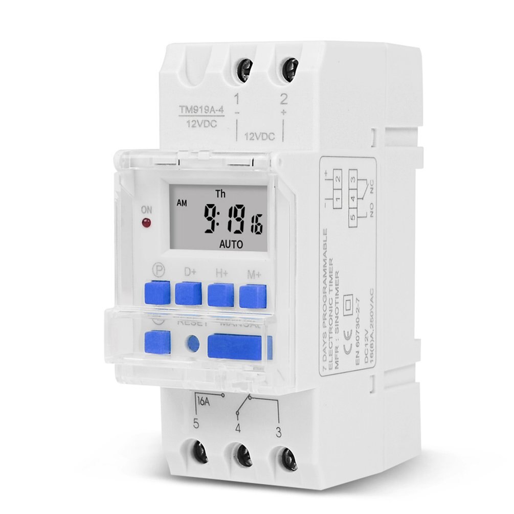 SINOTIMER Digital Timer Switch Electronic Weekly 7 Days Programmable Relay Timer Control DIN Rail Mount DB Boards Timing Device: 12V DC