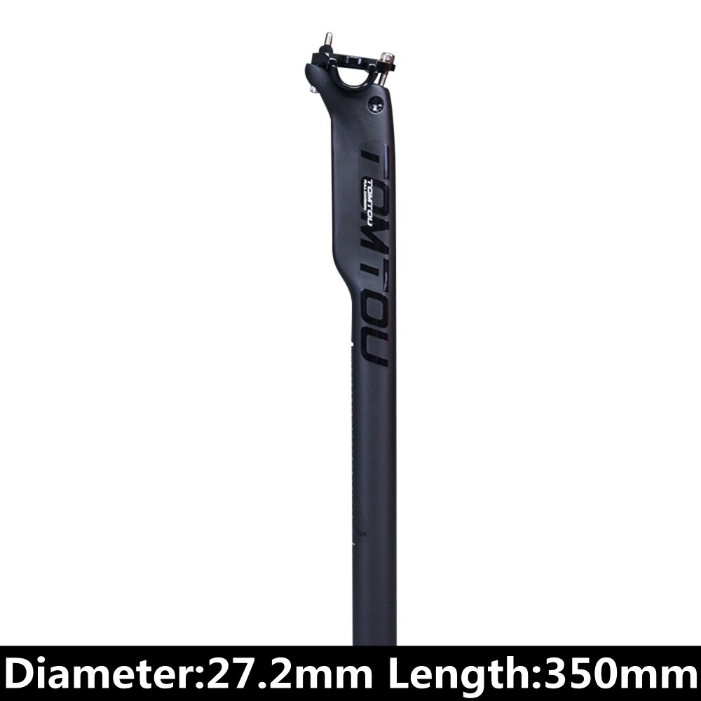 Tomtou Zwart Matte Ud Carbon Road Mountainbike Zadelpen 27.2/30.8/31.6*350/400 Mm Fiets zitbuis Onderdelen: 27.2X350mm