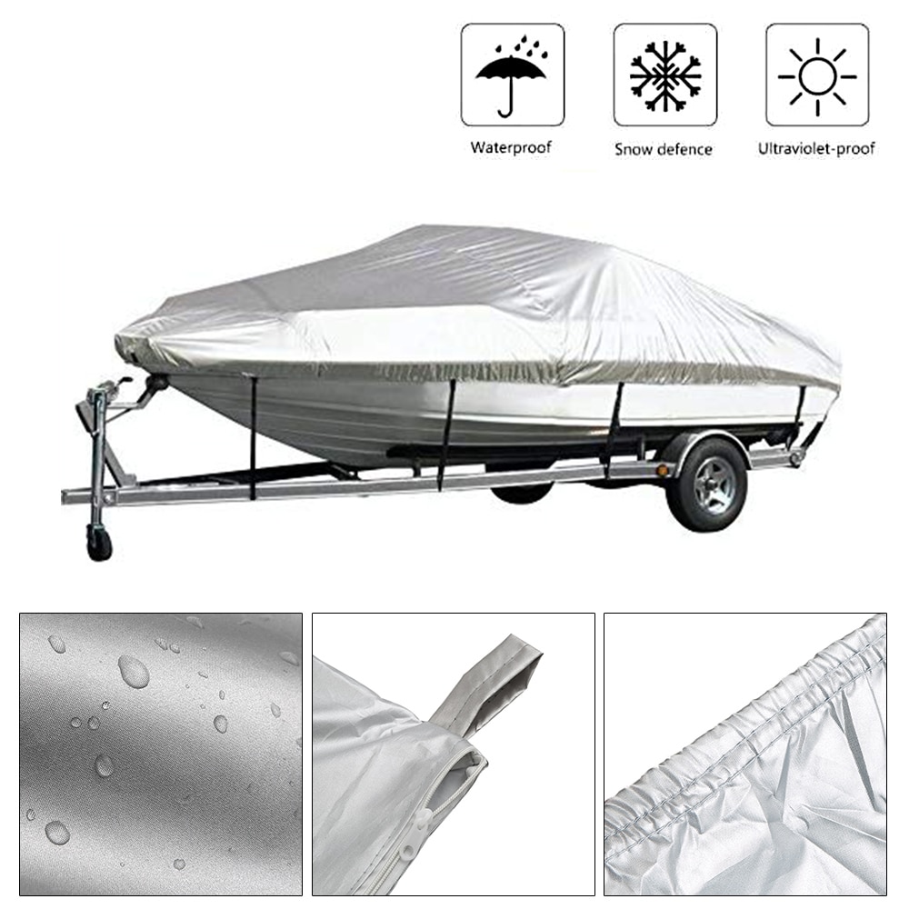 Boot Cover Outdoor Bescherming Waterdichte Reflecterende 300D Oxford Stof 11-22ft voor V-HULL Runabout en Bas Boten