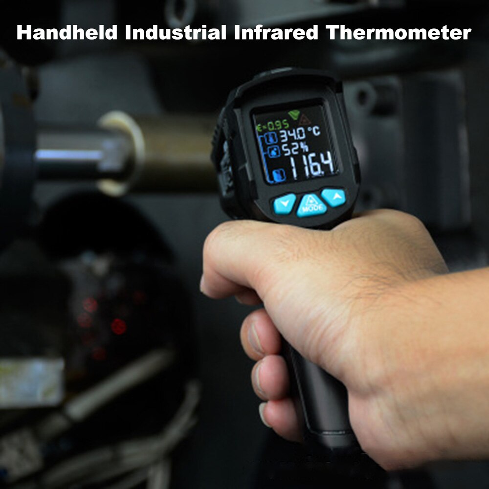 Thermomètre numérique industriel à infrarouge LCD portatif, pyromètre IR sans contact, testeur de température industrielle
