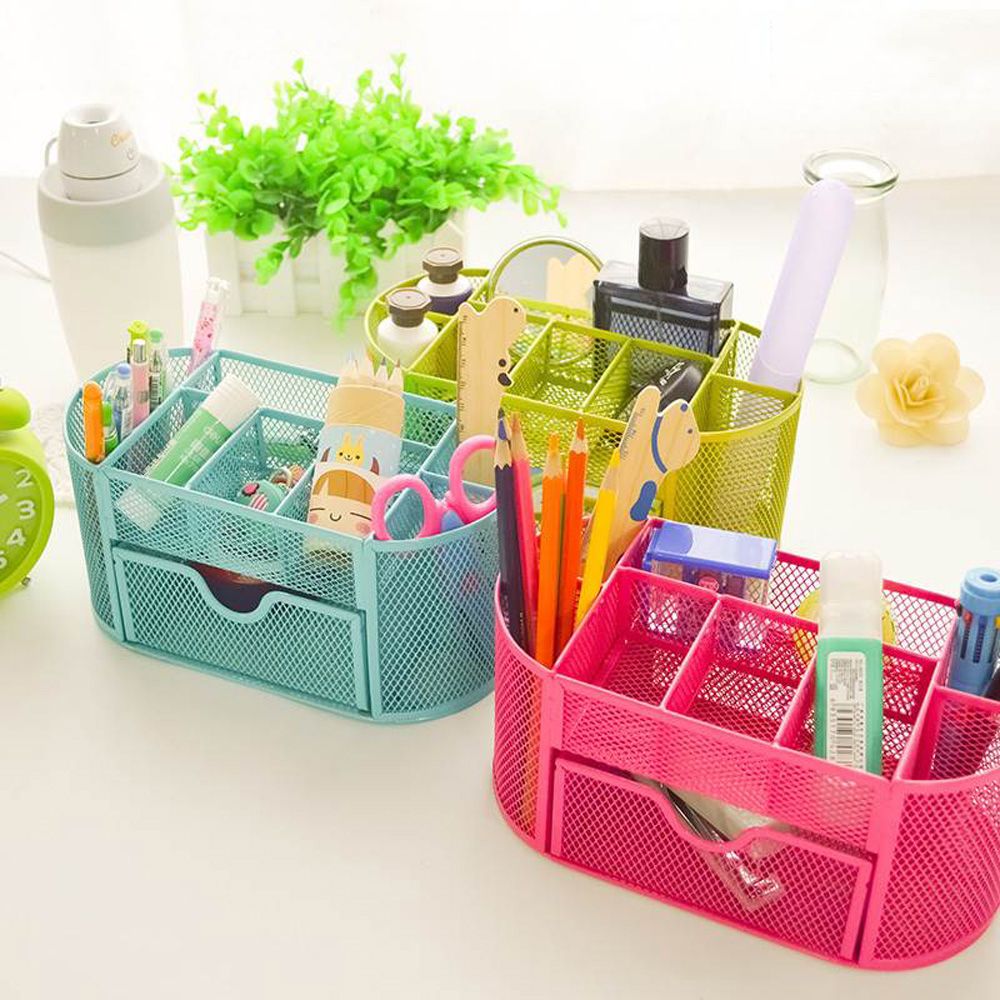 1pc skrivesaker i metall kosmetikk børste oppbevaring kontor skrivebord sett organisator blyantbeholder etui rekvisita papeleria hul