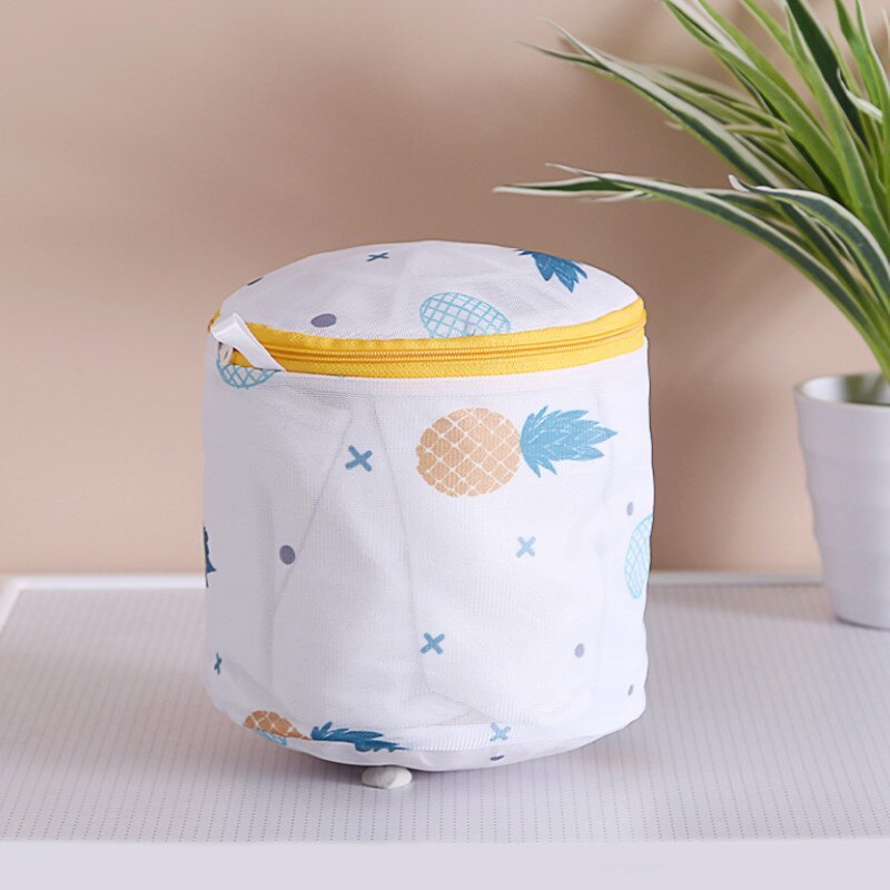 Pineapple Printing Zipper Mesh Laundry Bag Polyester Wash Net For Underwear Sock Washing Machine Pouch Clothes Bra Bags