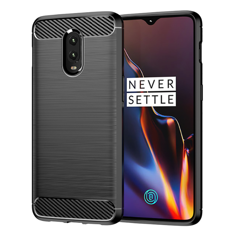 【Style fibre de carbone】 pour étui OnePlus 6 6T 7 7T 8 8T Pro, housse antichoc hybride en Silicone TPU, Coque arrière mate anti-rayures: Black / OnePlus 6T