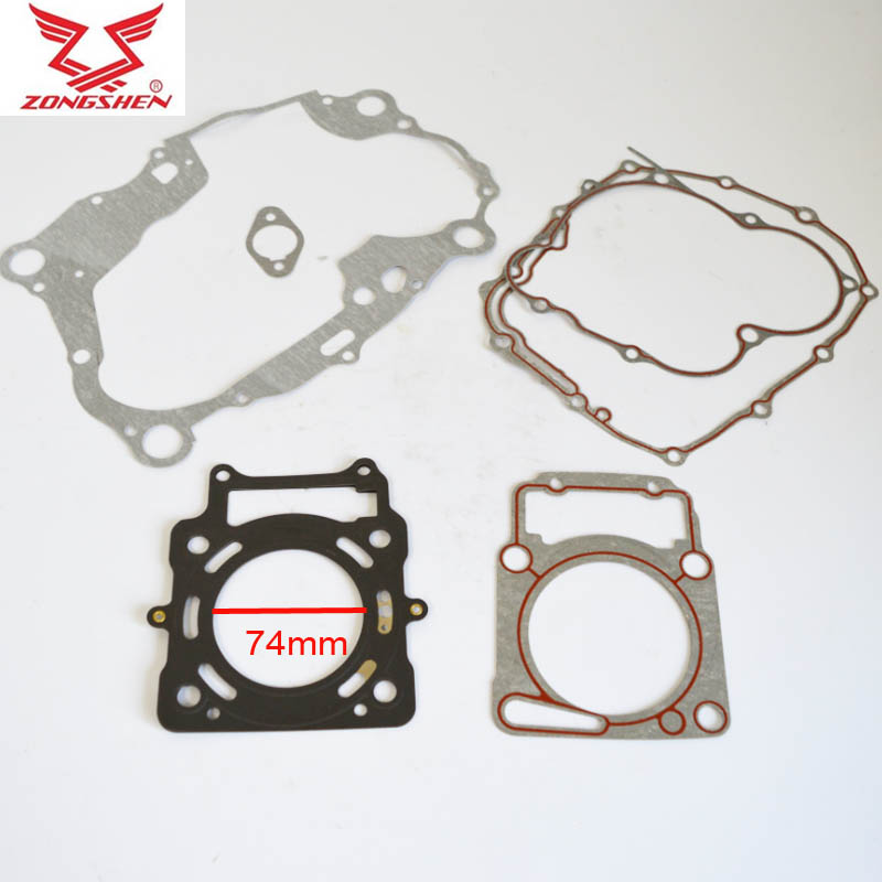 zongshen CBS250 CBS300 300cc engine gasket motorcycle bike cylinder gasket 74mm ZS174MM 250cc 70mm XGJ300R: CBS300 full gasket