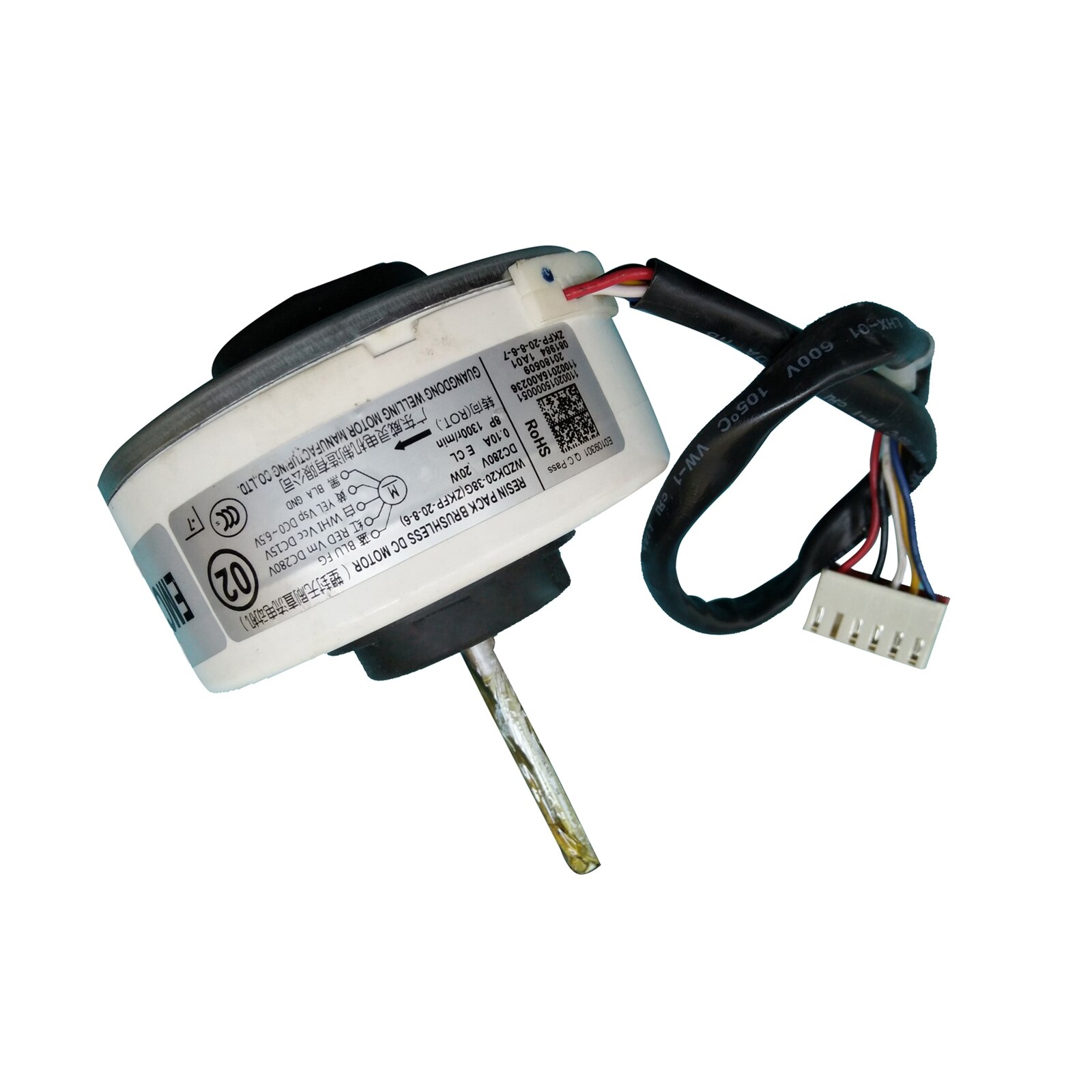 Motor de ventilador de CC para aire acondicionado de medios, piezas de reparación de 20W, WZDK20-38G(ZKFP-20-8-6), sin escobillas