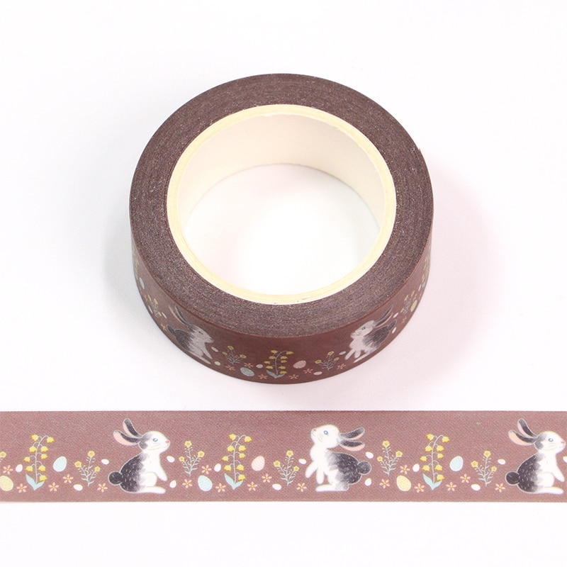 1Pc 15Mm * 10M Happy Easter Dag Mooie Konijnen Decoratieve Washi Tape Scrapbooking Masking Tape Briefpapier kantoorbenodigdheden