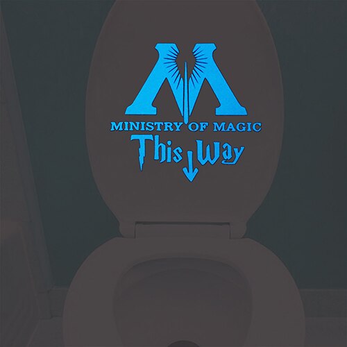 Magisk ministerium på denne måde glød i mørket toilet mærkat mærkat hjem indretning lysende væg klistermærke badeværelse dør vaskerum diy: Være
