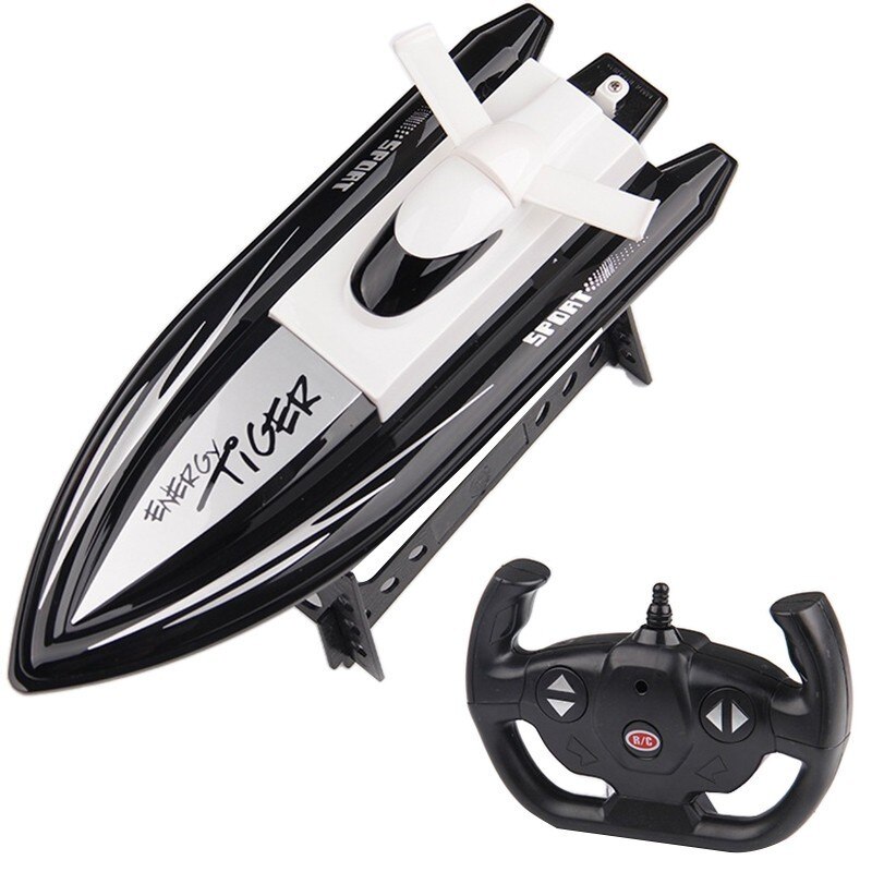 Bateau télécommandé à double moteur pour enfant, 2.4GHz, 4 ch: Black