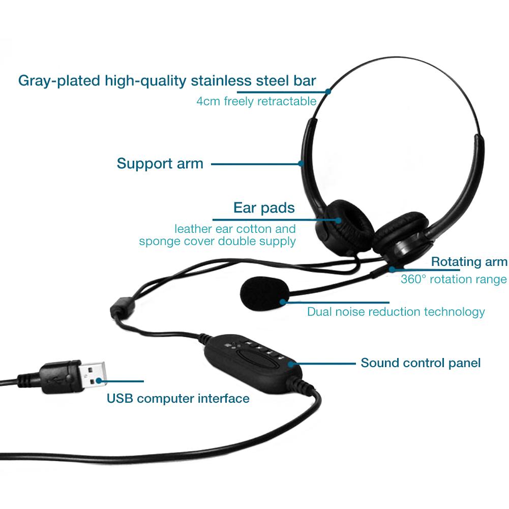 Hoofdtelefoon HT103U Usb Headset Met Microfoon Noise Cancelling Computer Bedrade Hoofdtelefoon Hoofdtelefoon Met Mic