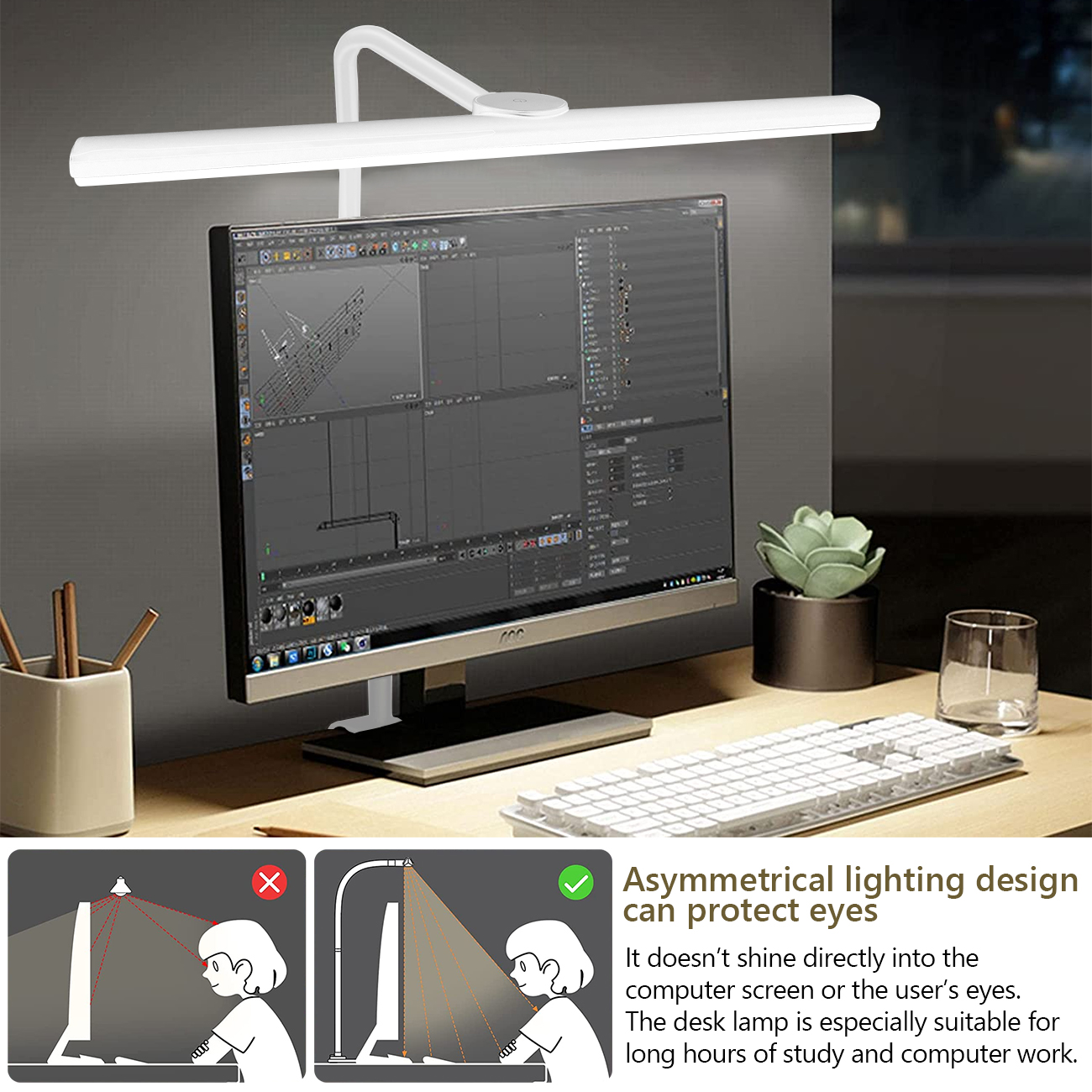 Een Bureaulamp Met Klem, 3 Kleurmodi, Flexibele Zwanenhals Klemlamp, Oogverlichting 18W Touch + Afstandsbediening Kleurhelderheid