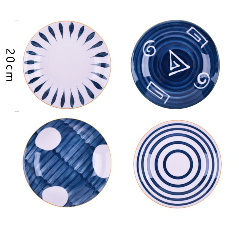 Plato hondo de cerámica pintado a mano japonés, plato de fruta familiar, plato occidental para carne, precio al por mayor, 4 Uds.: 9 / 4PCS