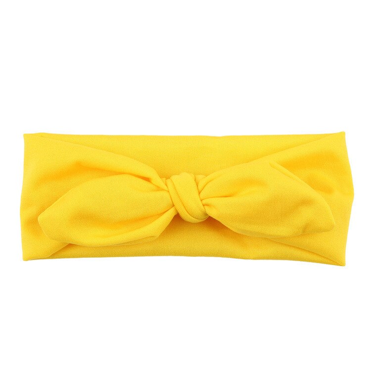 Neue Baby Stirnband Baby Haar Zubehör Sommer Solide Baby Mädchen Stirnbänder Baby Kaninchen Bogen Ohr Stirnband Turban Knoten Kopf Wraps: Gelb