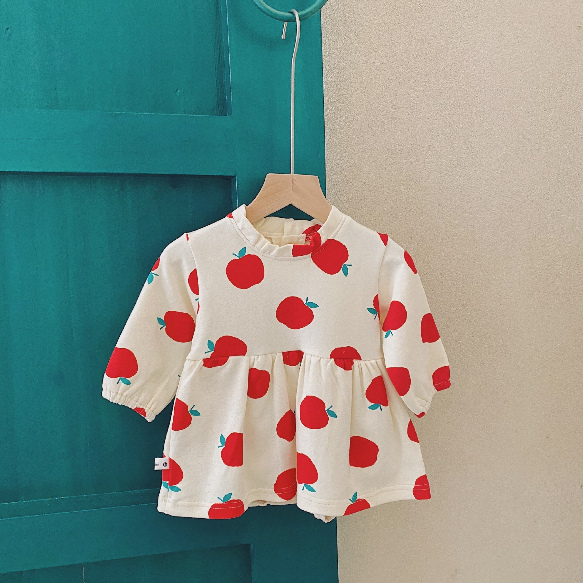 Herfst kinderkleding voor meisjes, schattige baby bodysuit met appelprint, katoenen jumpsuit met lange mouwen voor meisjes, outfits 0-24m