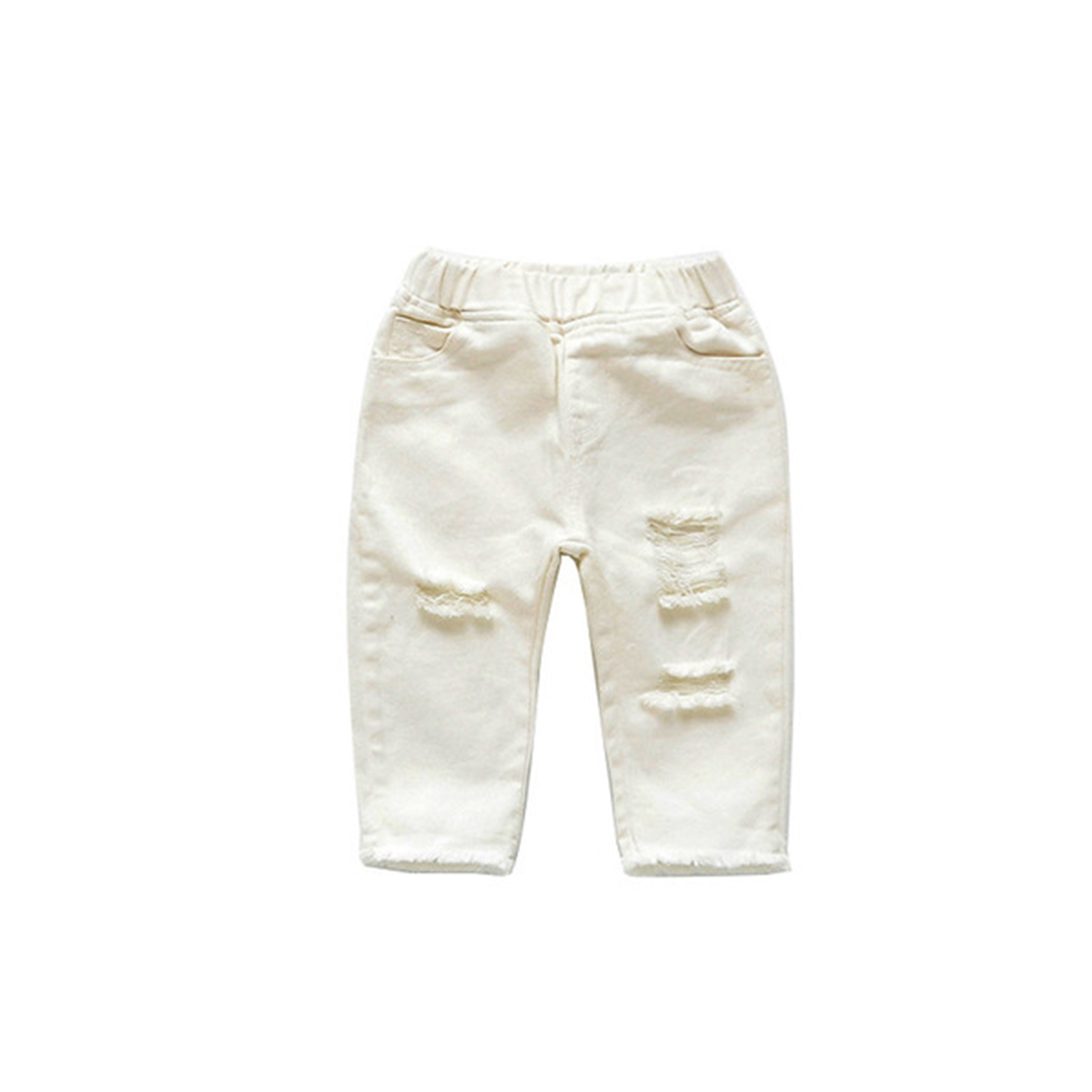 Zomer Lente Baby Meisjes Jongens Jeans Broek Kinderen Kleding Katoen Casual Kinderen Elastische Taille Broek Gat Denim Broek 1-6Year: 6T