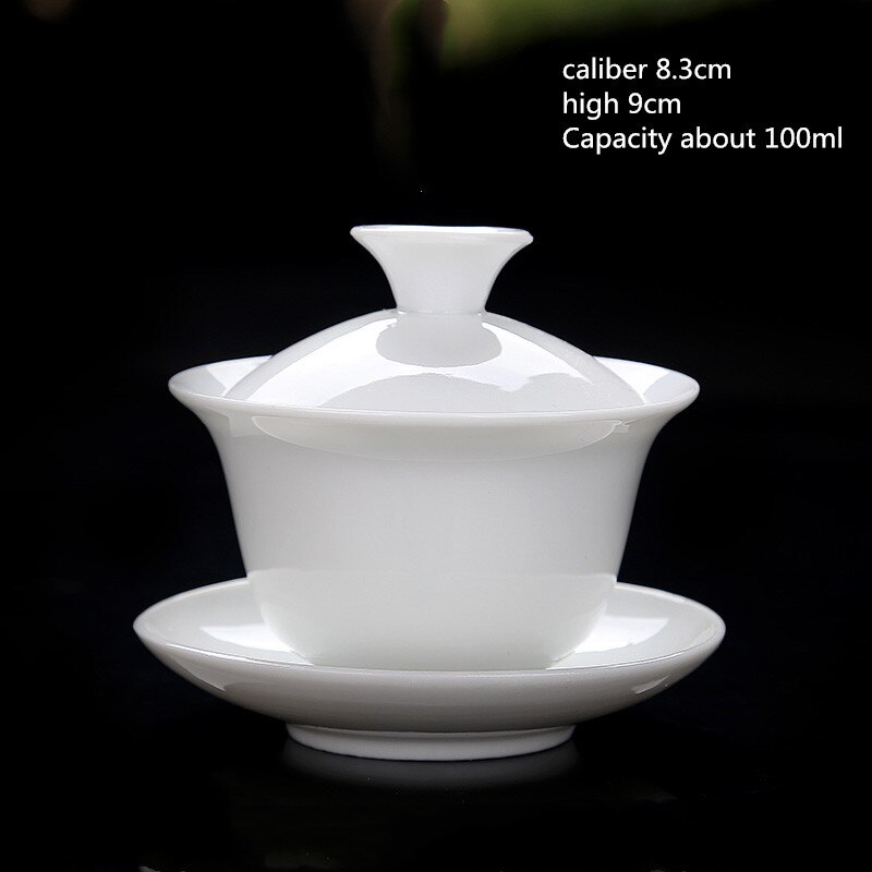 Kinesisk hvid porcelæn dæksel skål tekop te sæt tekop tekop te bærbar tesæt husholdnings drikkevarer redskaber wshyufei: 100ml