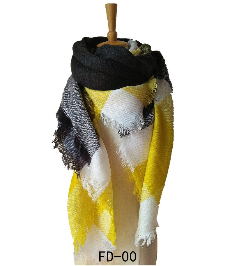 knitted spring winter women triangle scarf plaid warm cashmere scarves shawls luxury brand neck bandana pashmina lady wrap: color 6