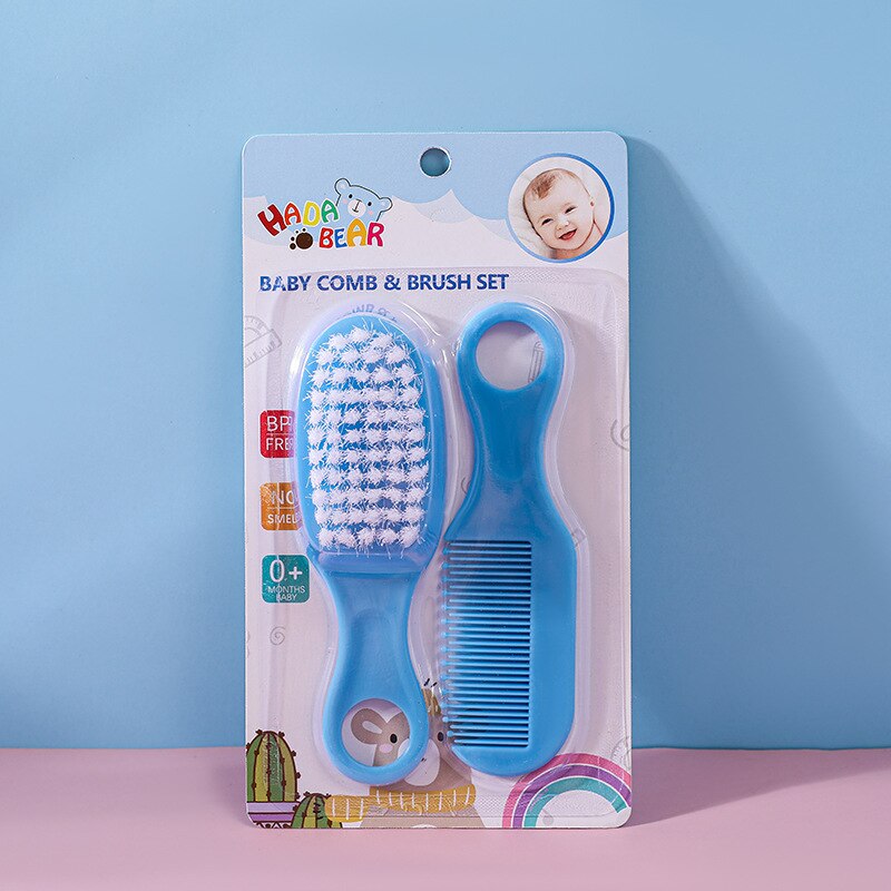 Multifunction Newborn Baby Kid Healthcare Kit Nail Hair Thermometer Grooming Brush Portable Hygiene Set Baby Newborn Essentials: 2PC SET-Blue