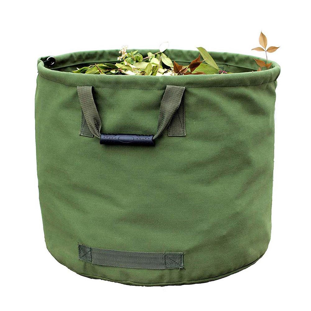Portable Foldable Large Waste Bag Garden Leaves Waste Trash Bag Waterproof Canvas Camping Reusable Trash Storage Container